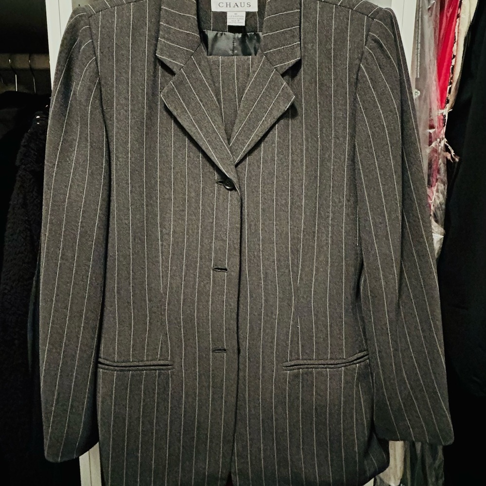 Chaus Women's Gray Pinstripe Blazer